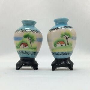 2 Mikato Mini Ceramic Pedestal Vase/Urn